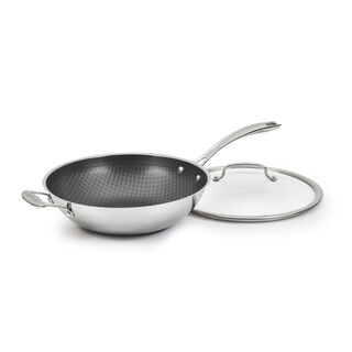 FusionPlus Hybrid Stainless Steel 12" Wok with Cover and Helper Handle