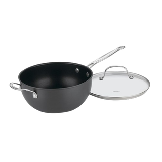 Chef's Classic Nonstick Hard Anodized 4 Qt. Chef's Pan with Helper Handle & Cover